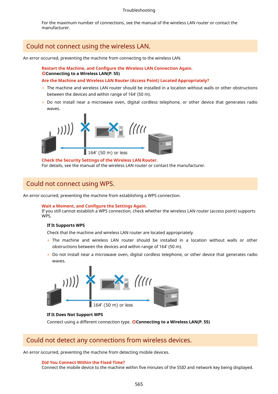 Could not connect using the wireless lan, Could not connect using wps | Canon imageCLASS MF275dw Wireless All-In-One Monochrome Laser Printer User Manual | Page 574 / 633