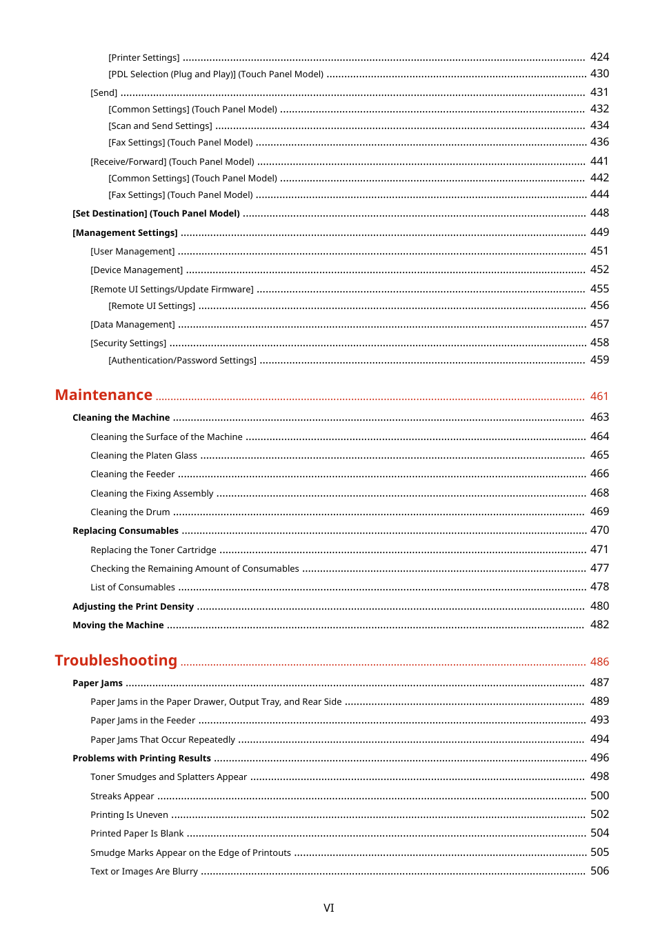 Maintenance, Troubleshooting | Canon imageCLASS MF275dw Wireless All-In-One Monochrome Laser Printer User Manual | Page 7 / 633