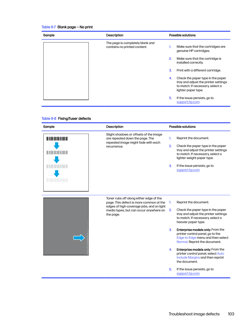 Troubleshoot image defects 103 | HP LaserJet Pro 4001dw Monochrome Wireless Printer User Manual | Page 112 / 158