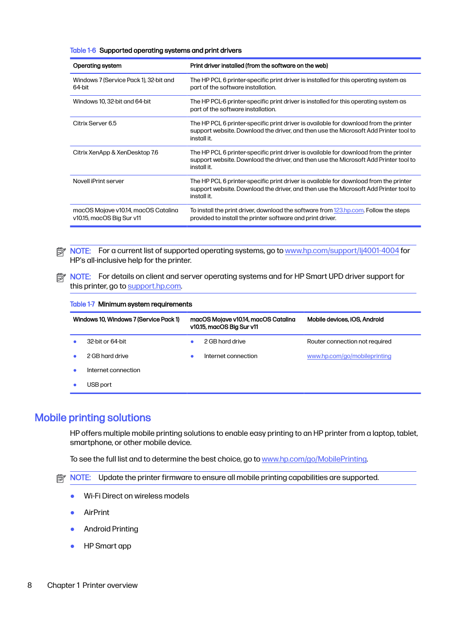 Mobile printing solutions | HP LaserJet Pro 4001dw Monochrome Wireless Printer User Manual | Page 17 / 158