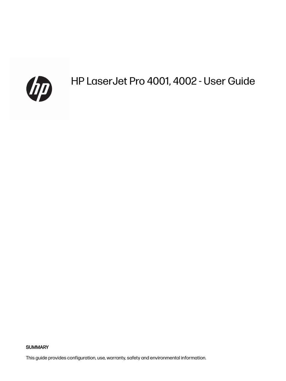 HP LaserJet Pro 4001dw Monochrome Wireless Printer User Manual | Page 2 / 158