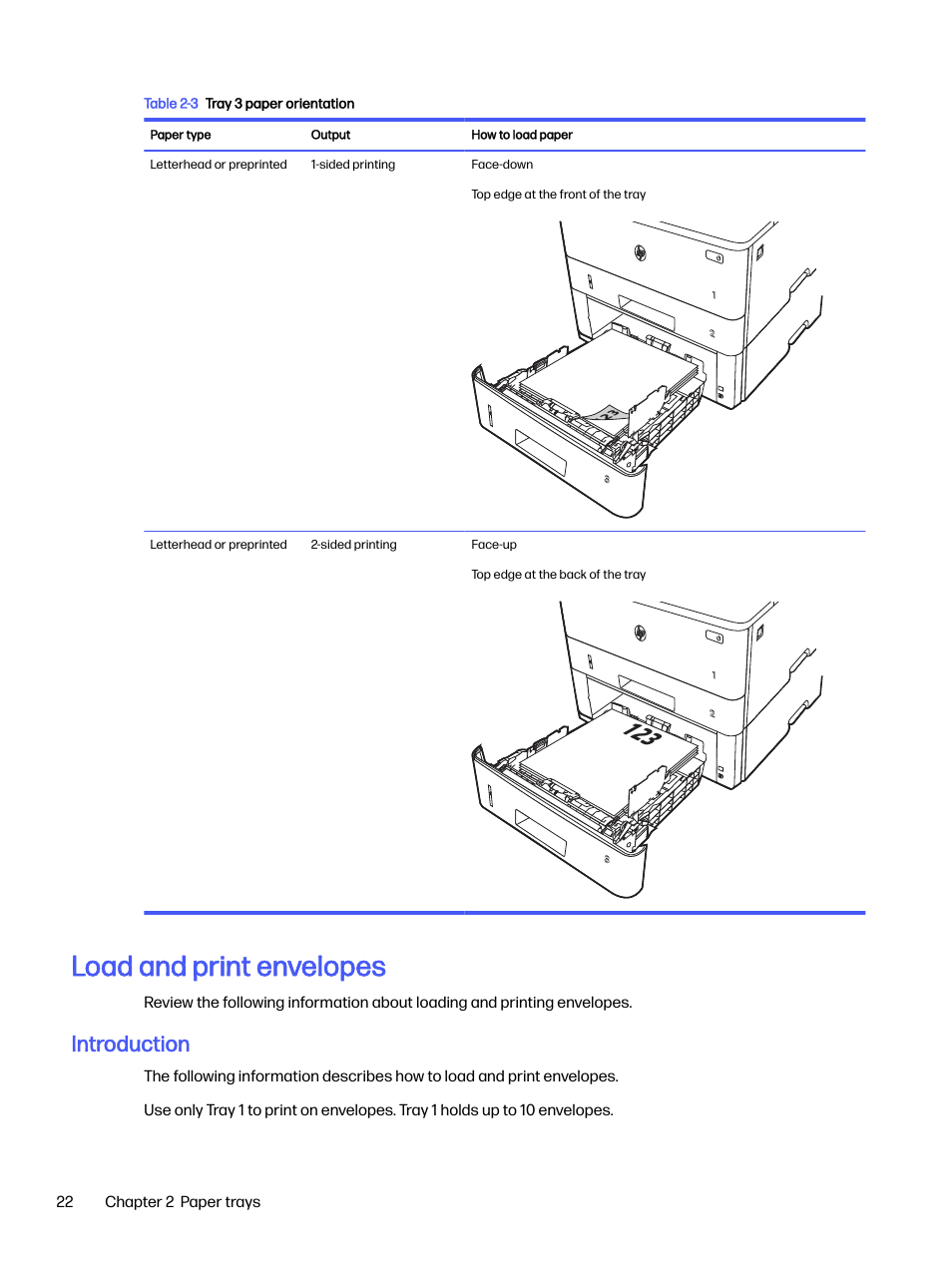 Load and print envelopes, Introduction | HP LaserJet Pro 4001dw Monochrome Wireless Printer User Manual | Page 31 / 158