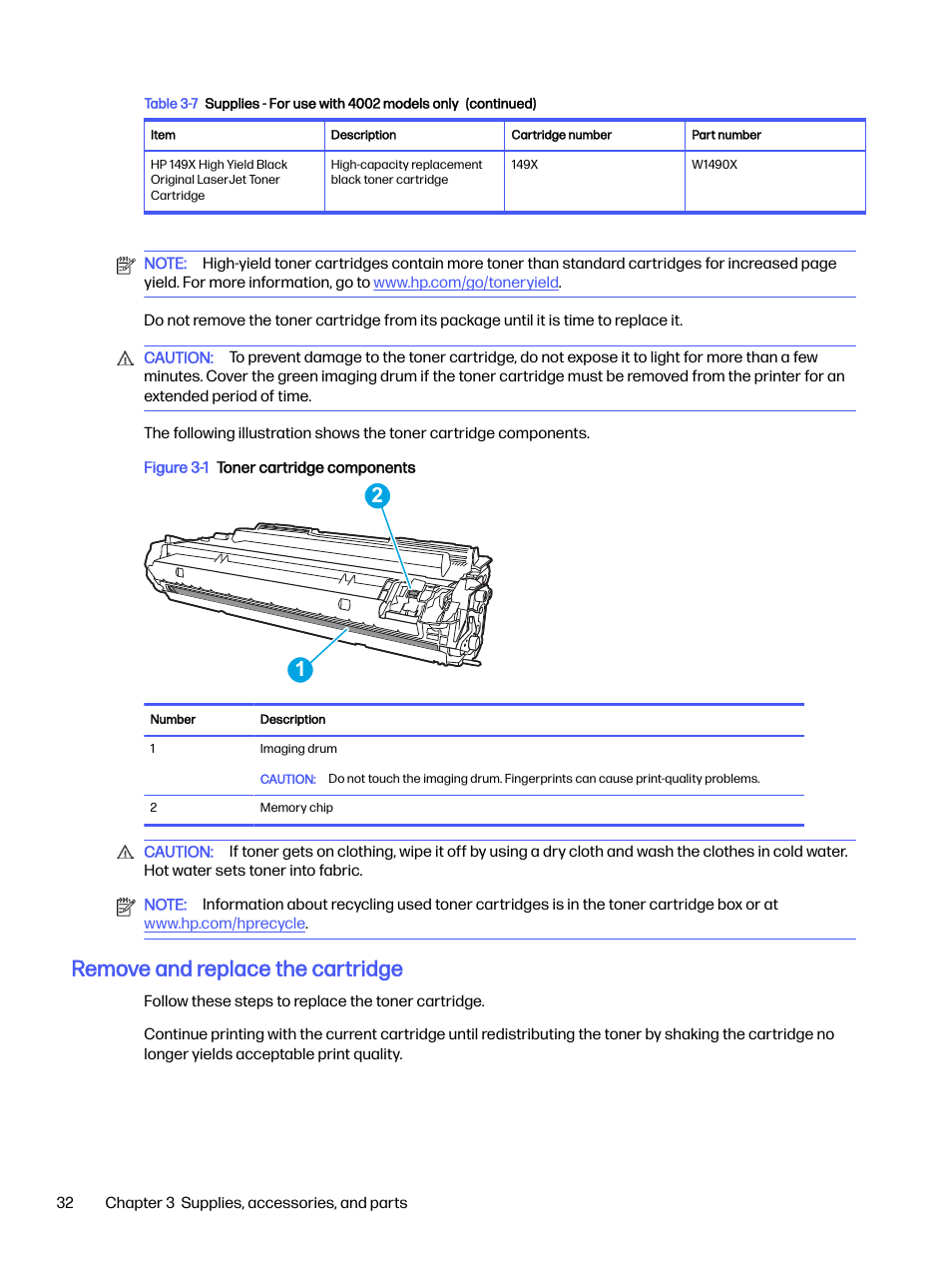 Remove and replace the cartridge | HP LaserJet Pro 4001dw Monochrome Wireless Printer User Manual | Page 41 / 158