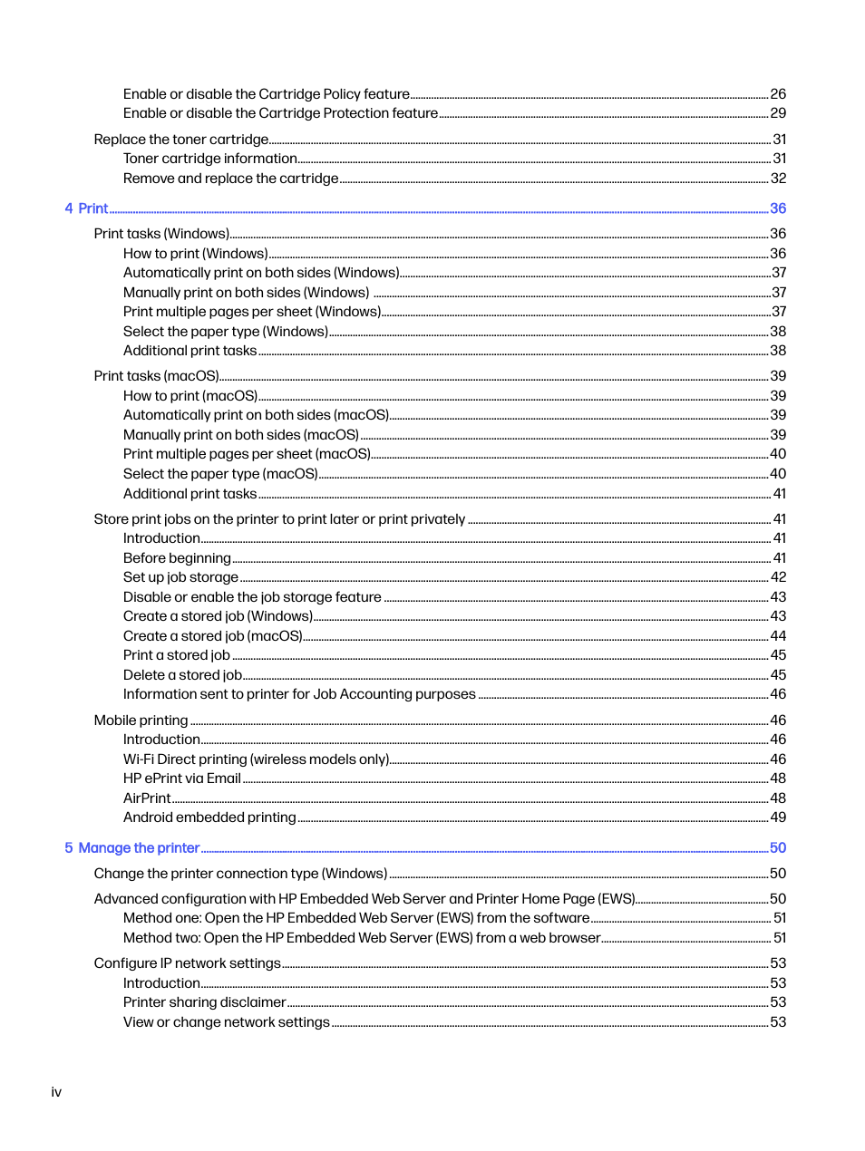 HP LaserJet Pro 4001dw Monochrome Wireless Printer User Manual | Page 5 / 158