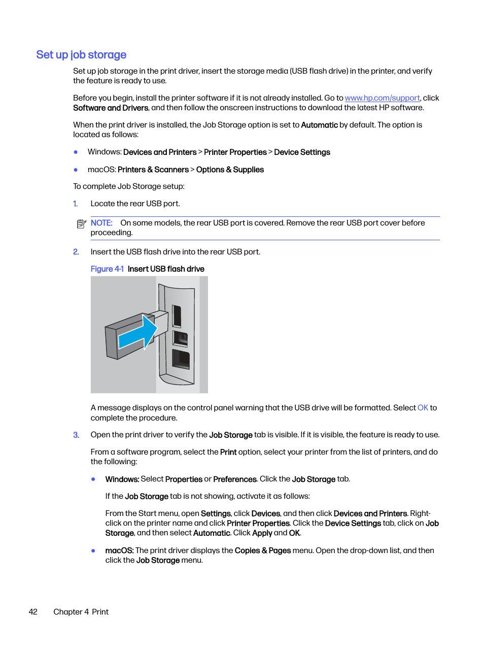 Set up job storage | HP LaserJet Pro 4001dw Monochrome Wireless Printer User Manual | Page 51 / 158