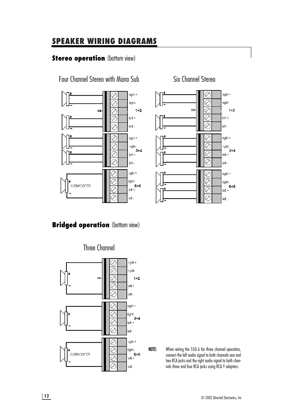 Speaker wiring diagrams | Directed Electronics 550.6 User Manual | Page 12 / 16