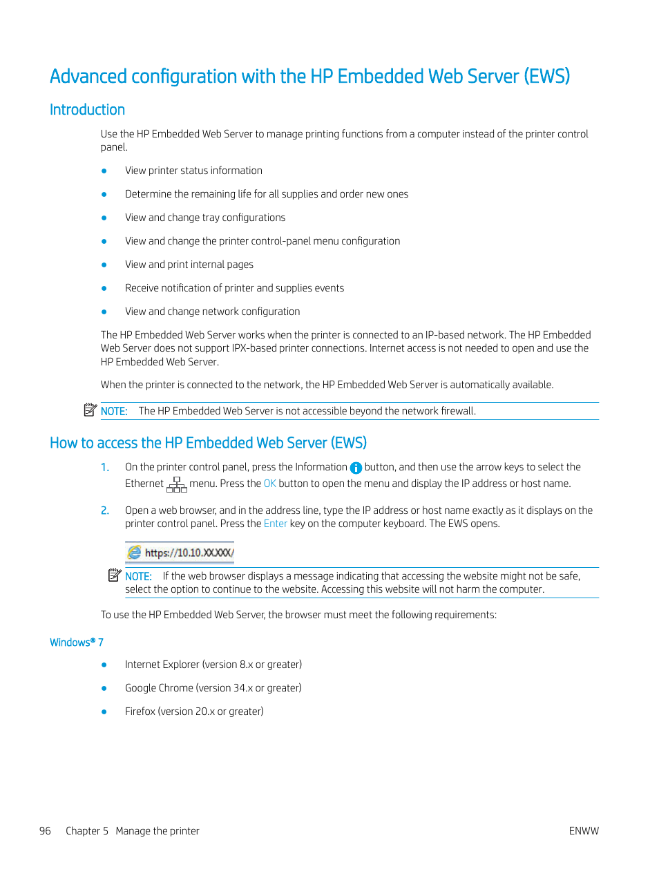 Introduction, How to access the hp embedded web server (ews) | HP Color LaserJet Enterprise M751n Laser Printer User Manual | Page 106 / 190