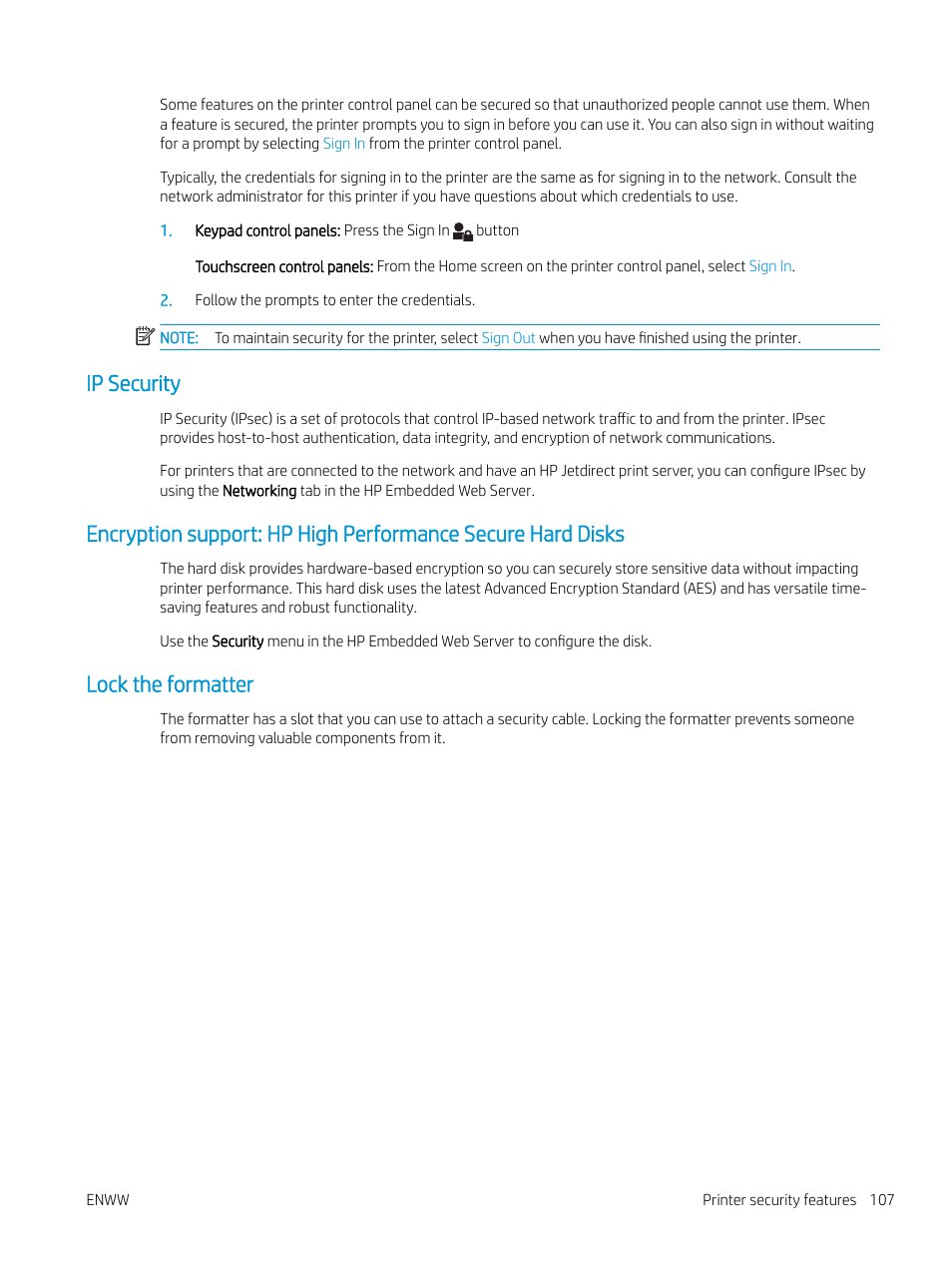 Ip security, Lock the formatter | HP Color LaserJet Enterprise M751n Laser Printer User Manual | Page 117 / 190