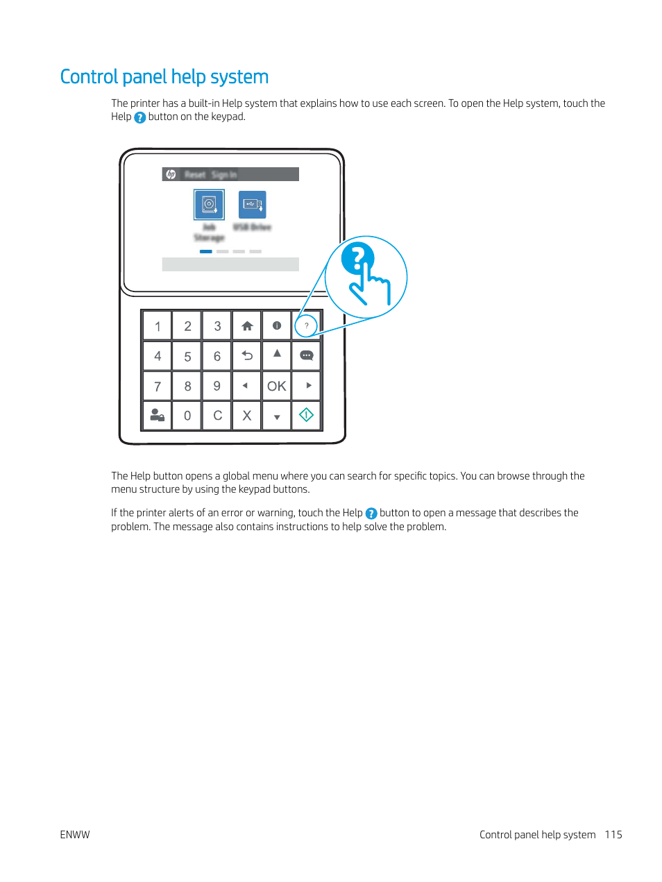 Control panel help system | HP Color LaserJet Enterprise M751n Laser Printer User Manual | Page 125 / 190