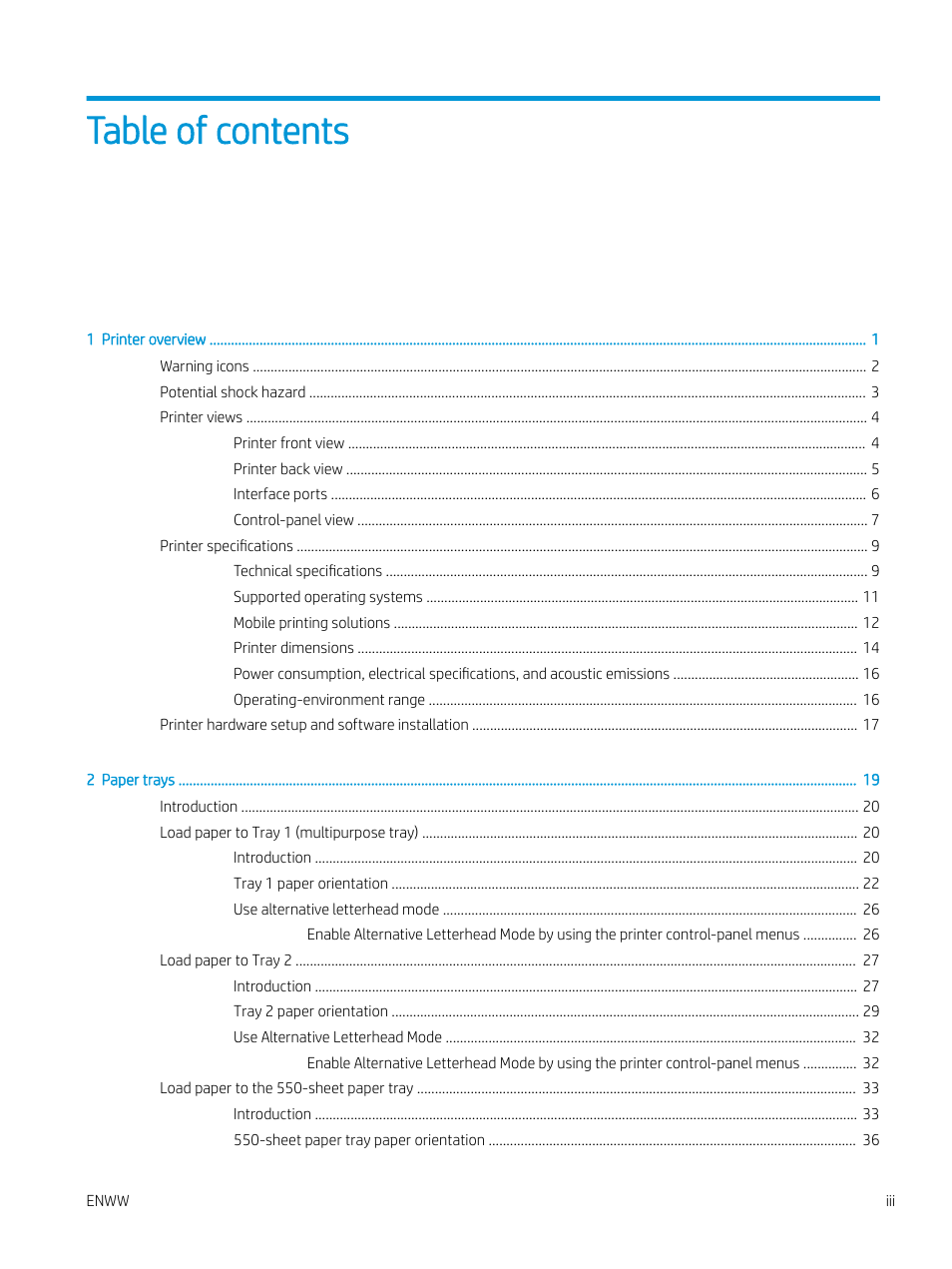 HP Color LaserJet Enterprise M751n Laser Printer User Manual | Page 5 / 190