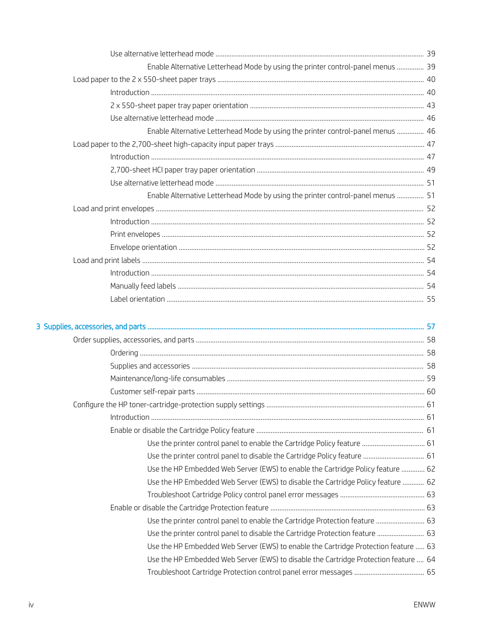 HP Color LaserJet Enterprise M751n Laser Printer User Manual | Page 6 / 190