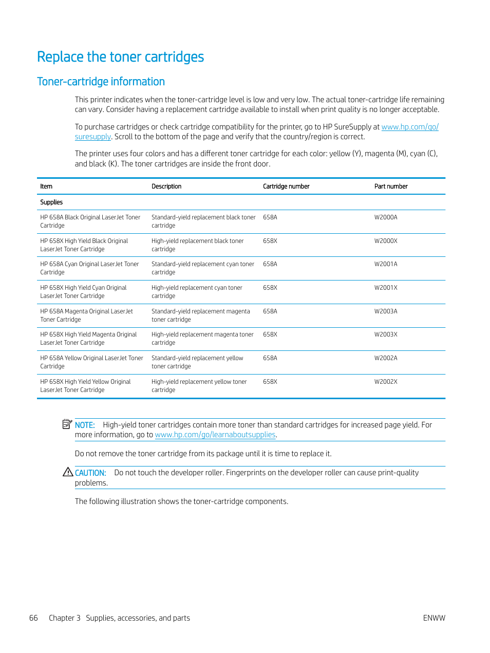 Replace the toner cartridges, Toner-cartridge information | HP Color LaserJet Enterprise M751n Laser Printer User Manual | Page 76 / 190