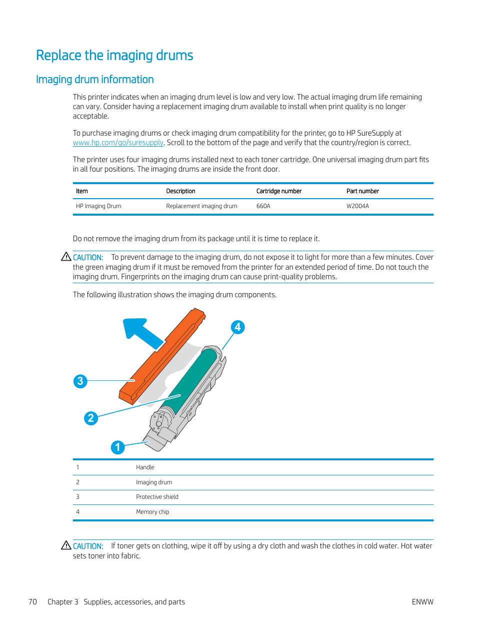 Replace the imaging drums, Imaging drum information | HP Color LaserJet Enterprise M751n Laser Printer User Manual | Page 80 / 190