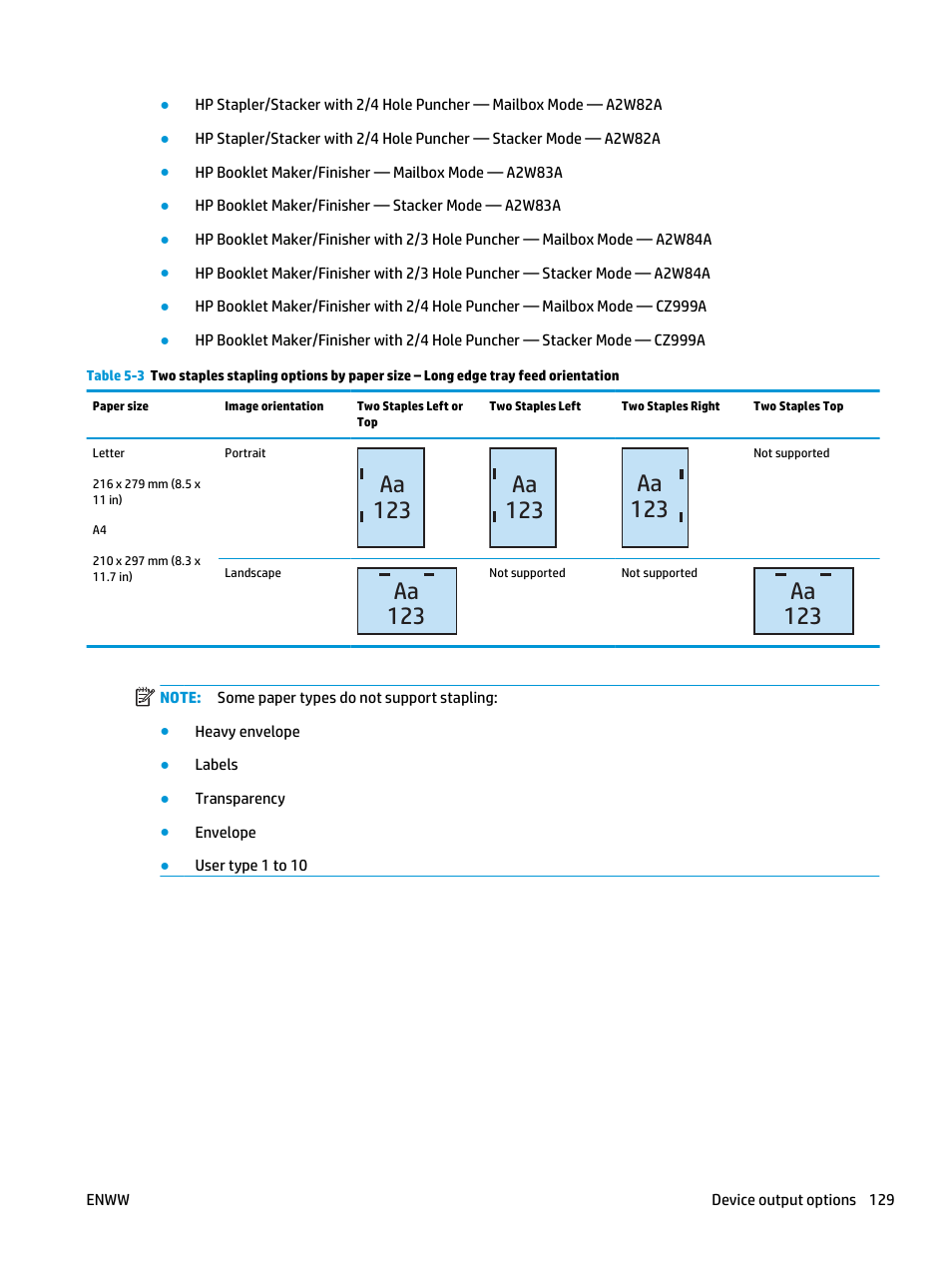 Aa 123 | HP LaserJet Enterprise M806x+ Black and White Laser Printer User Manual | Page 137 / 162