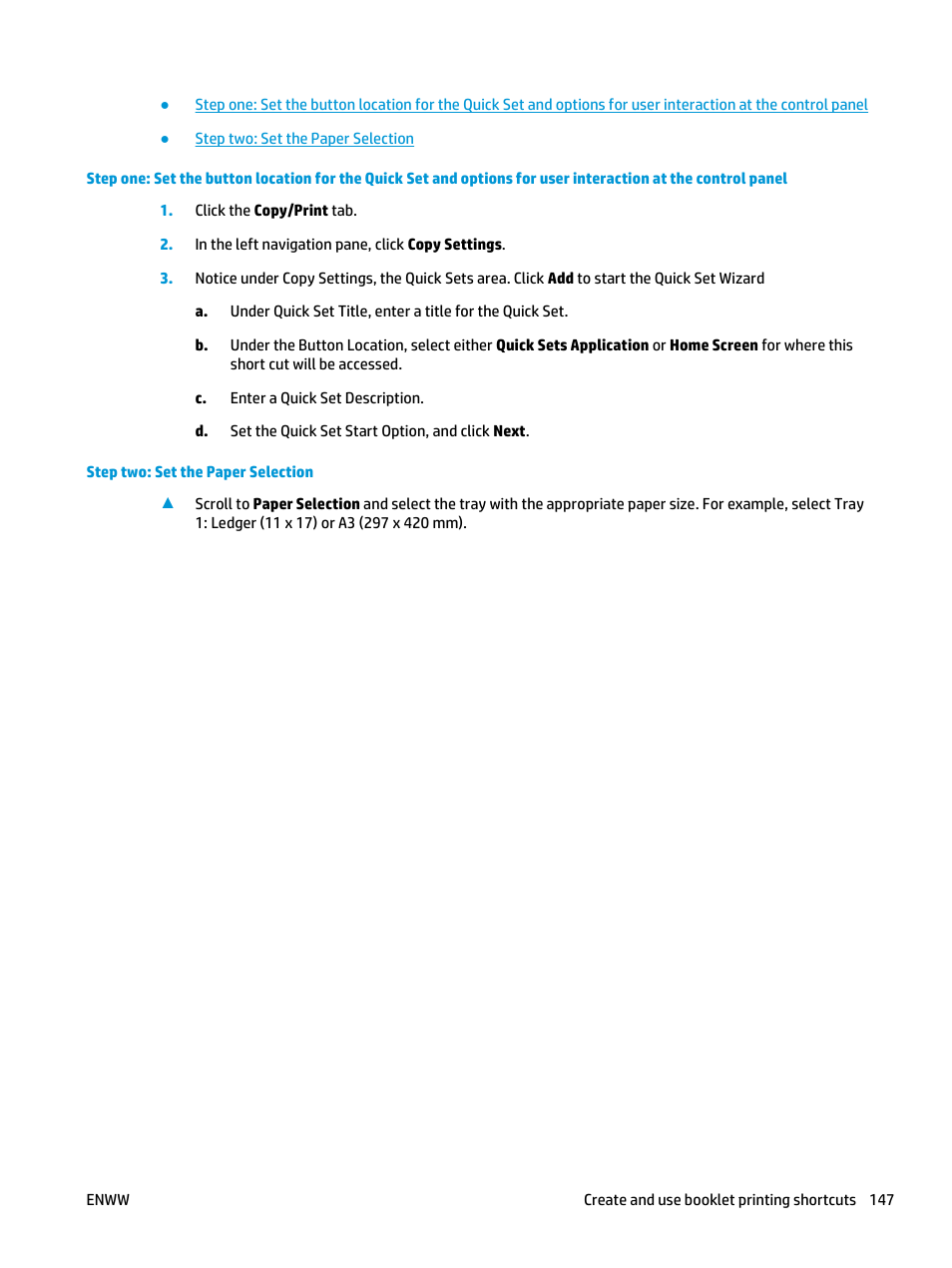 Step two: set the paper selection | HP LaserJet Enterprise M806x+ Black and White Laser Printer User Manual | Page 155 / 162