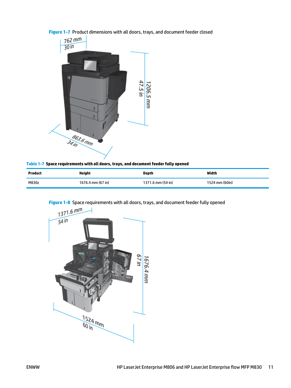 HP LaserJet Enterprise M806x+ Black and White Laser Printer User Manual | Page 19 / 162