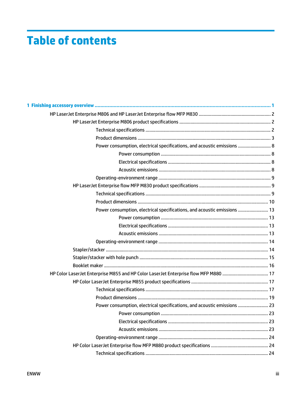 HP LaserJet Enterprise M806x+ Black and White Laser Printer User Manual | Page 3 / 162