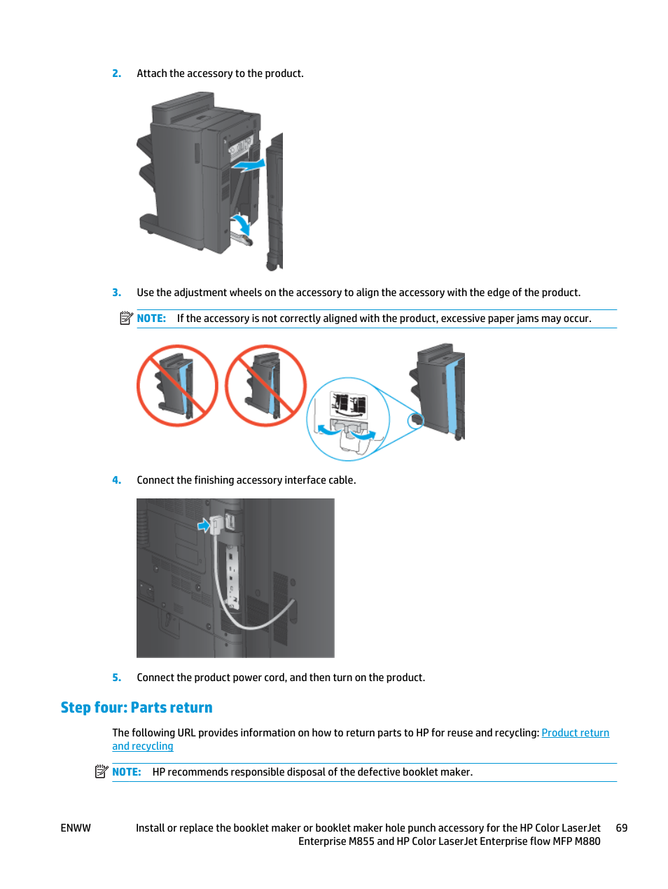 Step four: parts return | HP LaserJet Enterprise M806x+ Black and White Laser Printer User Manual | Page 77 / 162