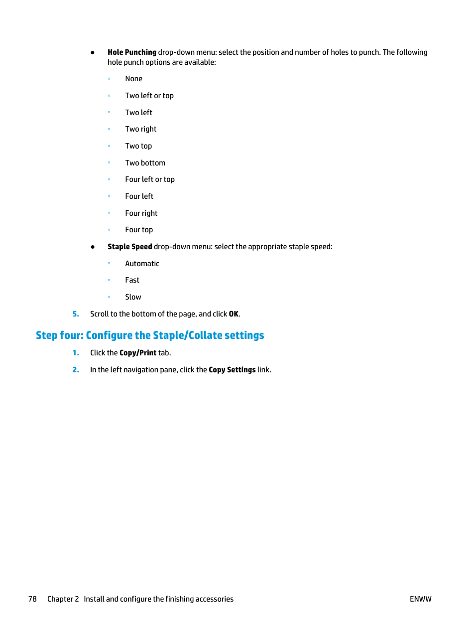 Step four: configure the staple/collate settings | HP LaserJet Enterprise M806x+ Black and White Laser Printer User Manual | Page 86 / 162