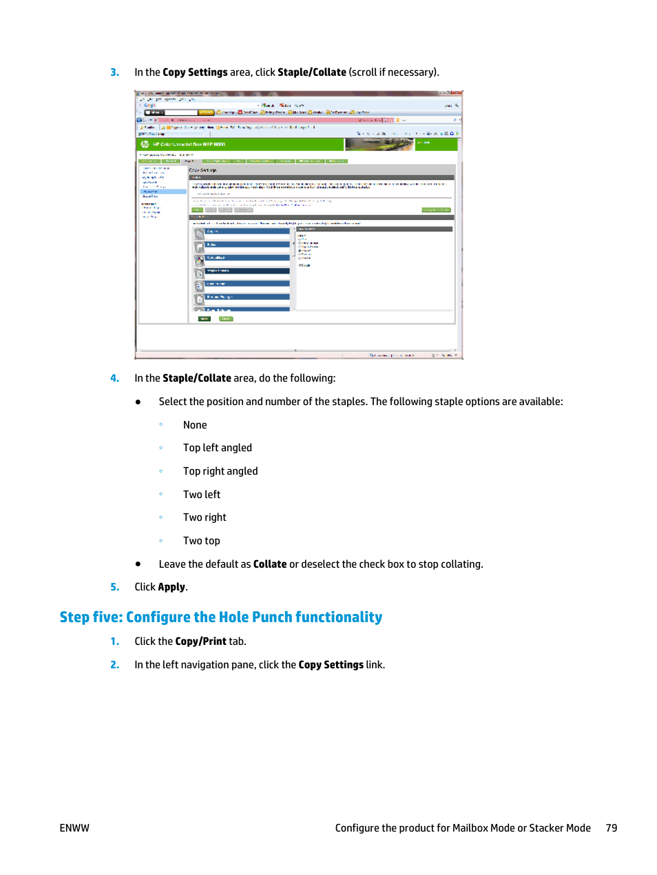 Step five: configure the hole punch functionality | HP LaserJet Enterprise M806x+ Black and White Laser Printer User Manual | Page 87 / 162