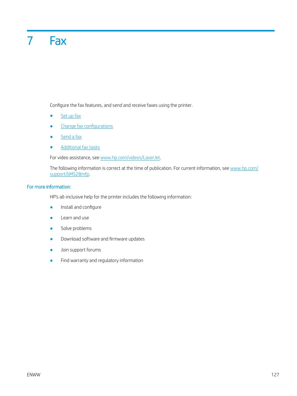 7 fax, 7fax | HP MFP M528f Monochrome Laser Printer User Manual | Page 141 / 248