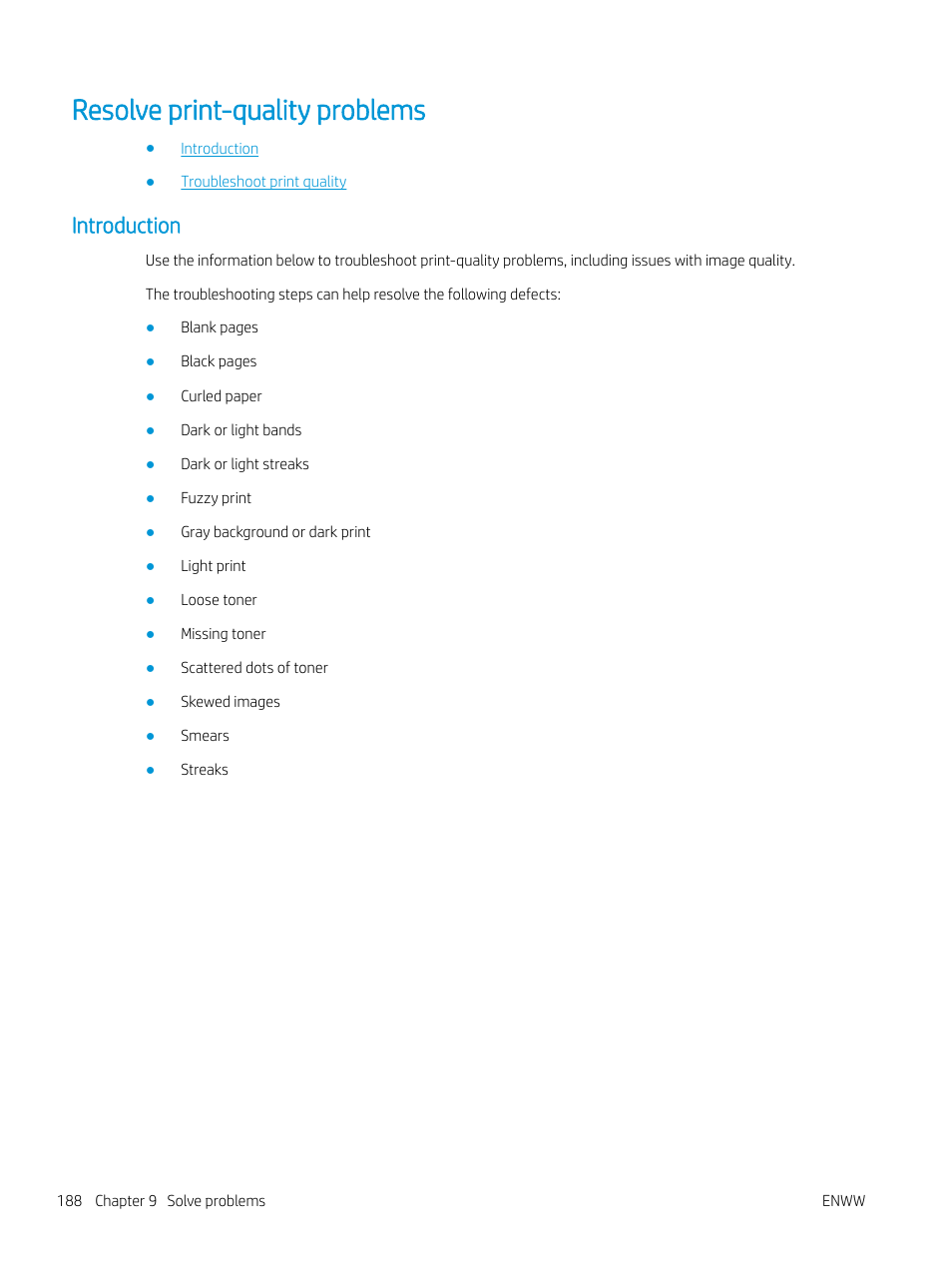 Resolve print-quality problems, Introduction | HP MFP M528f Monochrome Laser Printer User Manual | Page 202 / 248