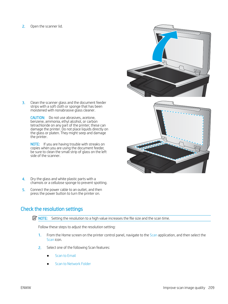 Check the resolution settings | HP MFP M528f Monochrome Laser Printer User Manual | Page 223 / 248