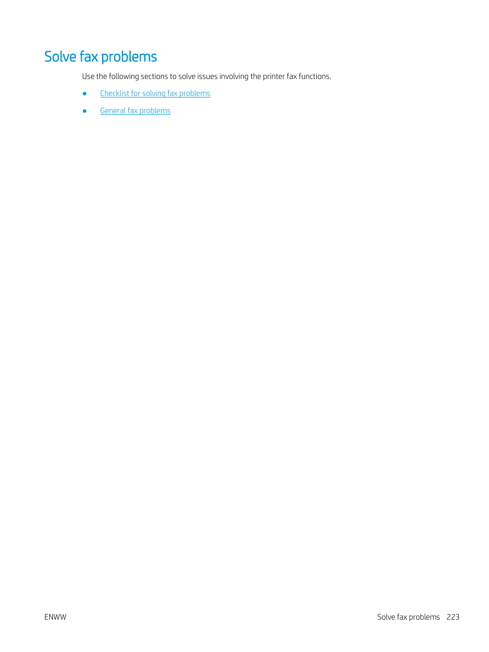 Solve fax problems | HP MFP M528f Monochrome Laser Printer User Manual | Page 237 / 248