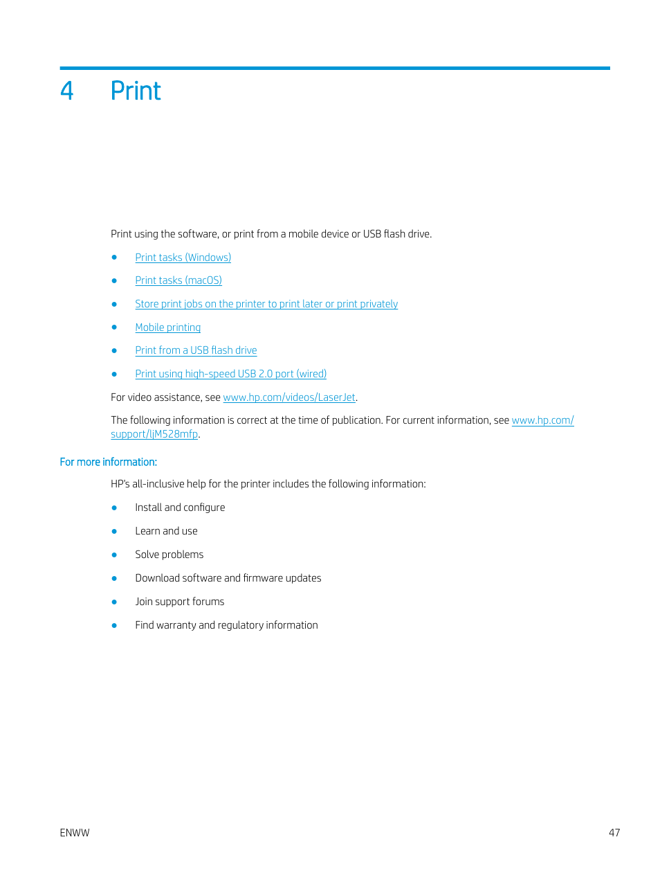 Print, 4 print, 4print | HP MFP M528f Monochrome Laser Printer User Manual | Page 61 / 248