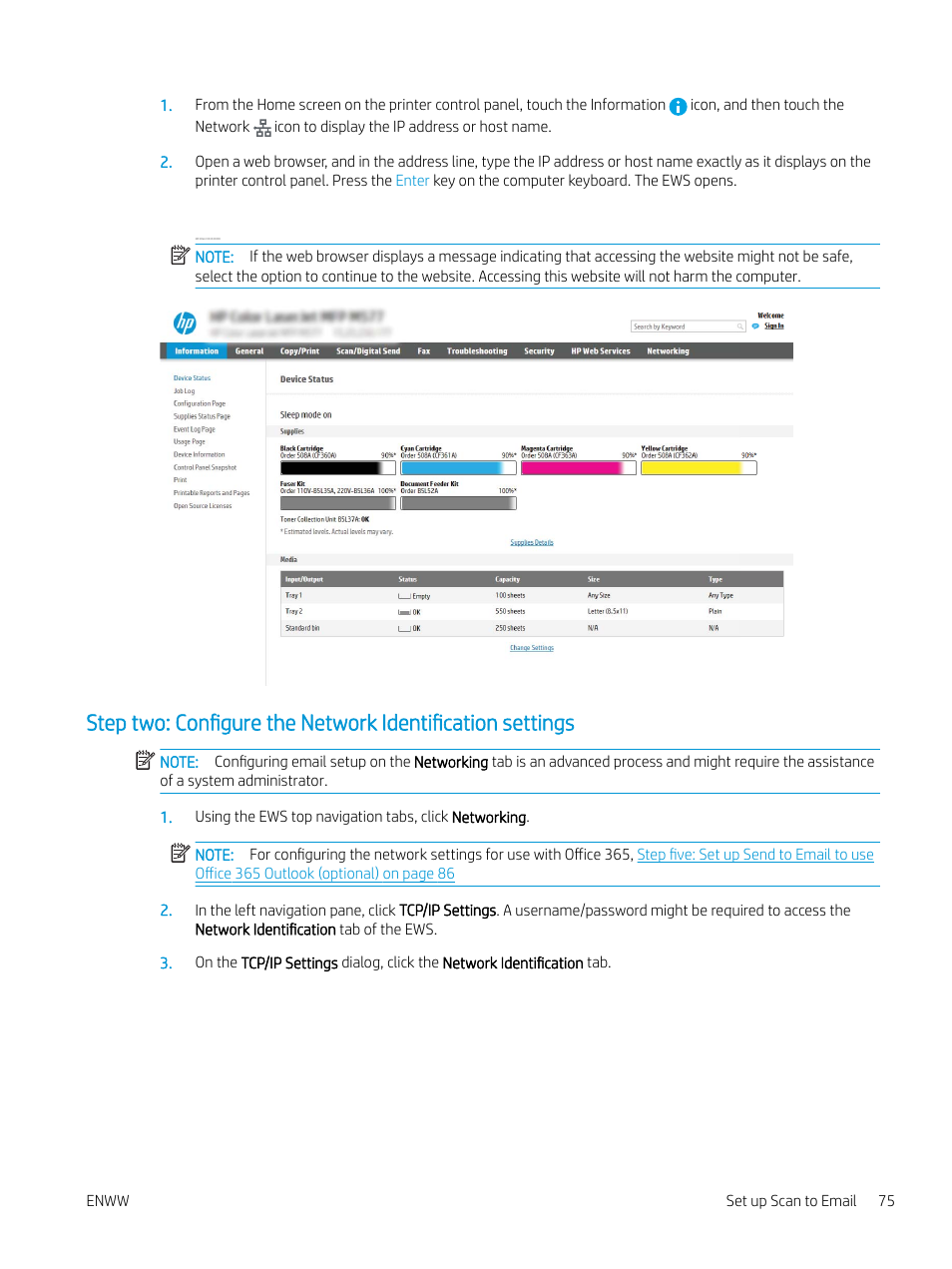 HP MFP M528f Monochrome Laser Printer User Manual | Page 89 / 248