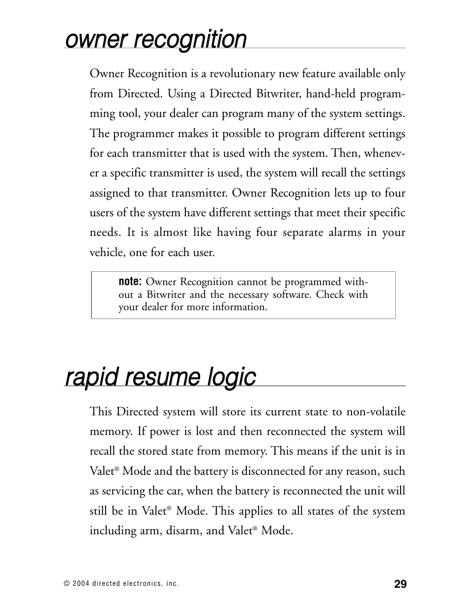 Oow wn ne err rre ec co og gn niittiio on n, Rra ap piid d rre essu um me e llo og giic c | Directed Electronics 110XV User Manual | Page 33 / 44