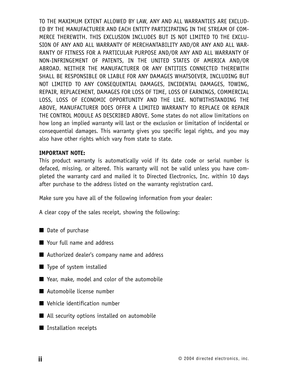 Directed Electronics 110XV User Manual | Page 4 / 44