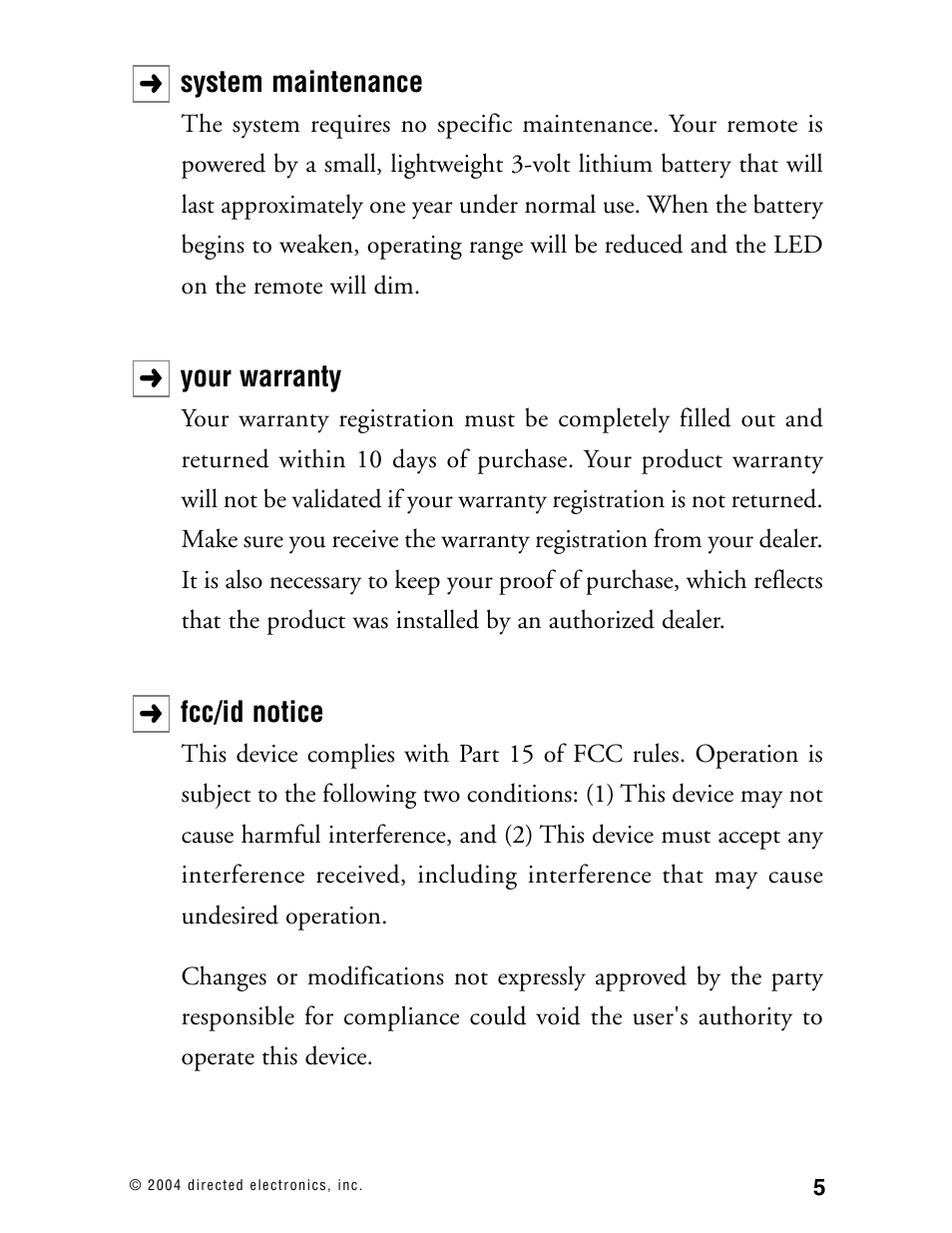 Directed Electronics 110XV User Manual | Page 9 / 44