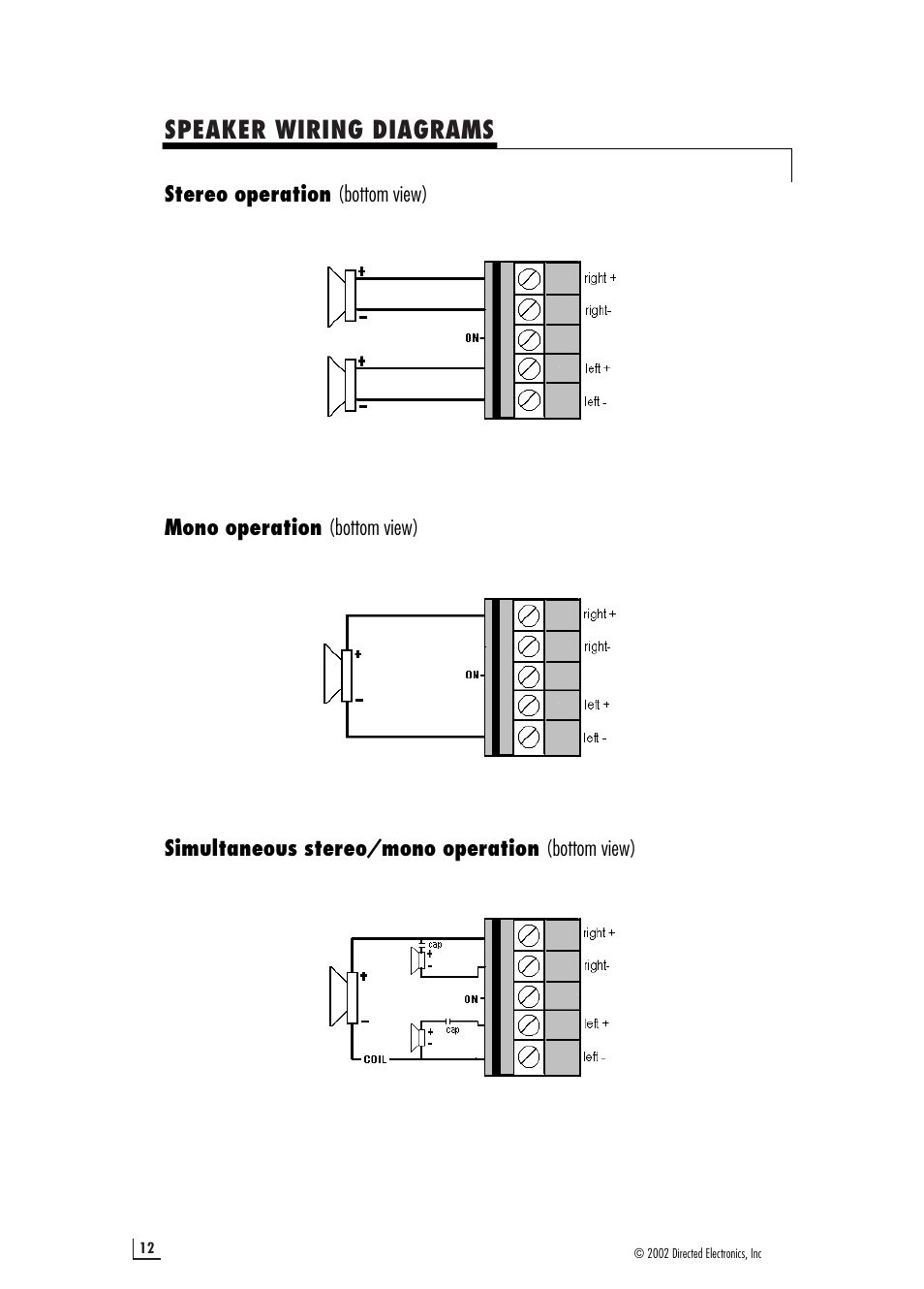 Speaker wiring diagrams | Directed Electronics 64602610 400.2 User Manual | Page 12 / 16