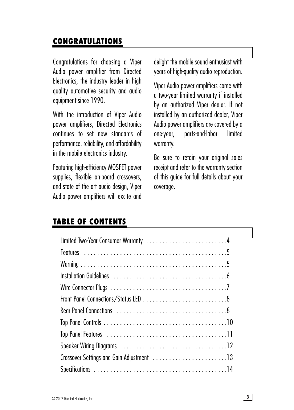 Directed Electronics 64602610 400.2 User Manual | Page 3 / 16