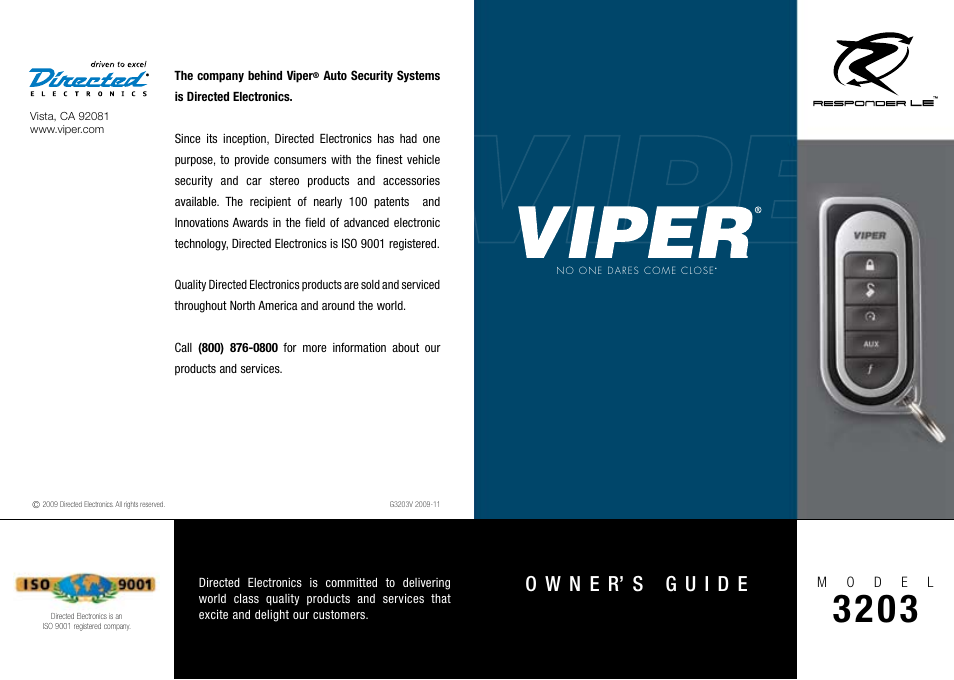 Directed Electronics VIPER 3203 User Manual | 41 pages