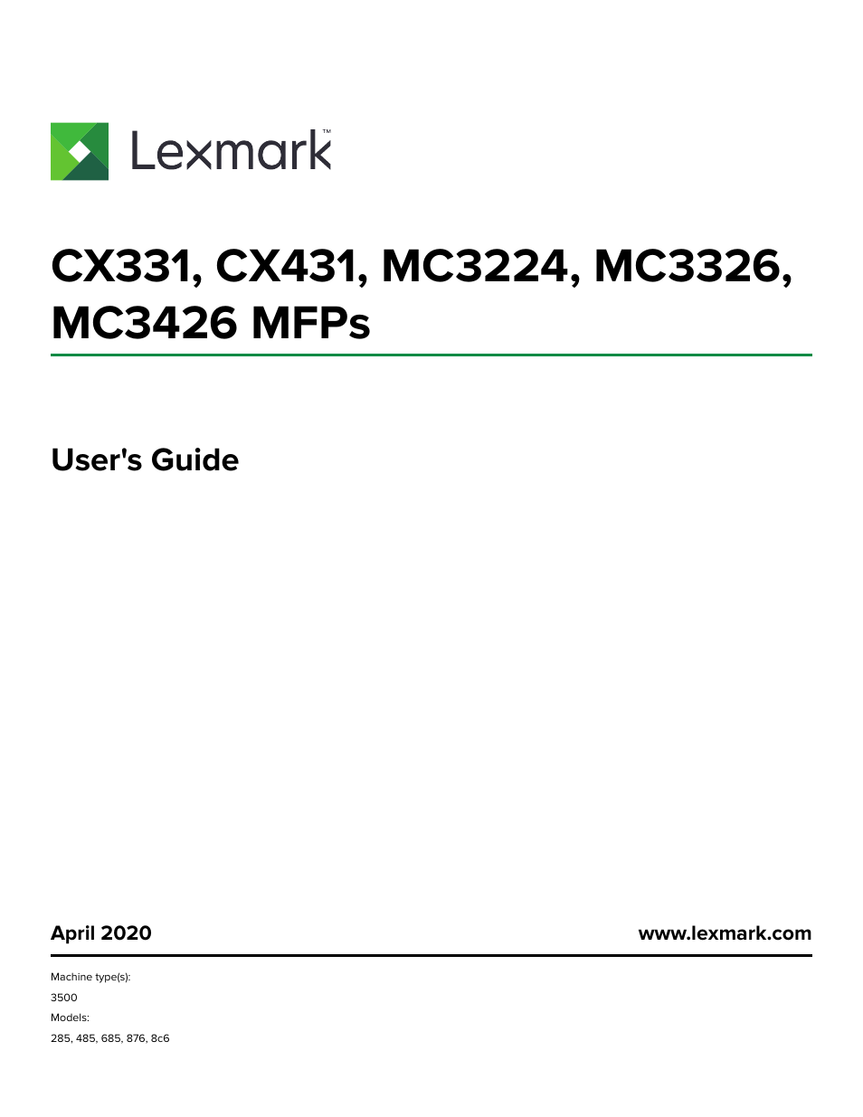 Lexmark MC3224dwe Multifunction Color Laser Printer User Manual | 221 pages