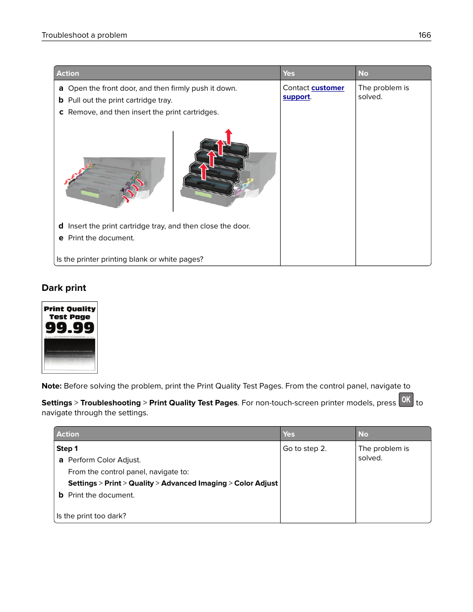 Dark print | Lexmark MC3224dwe Multifunction Color Laser Printer User Manual | Page 166 / 221