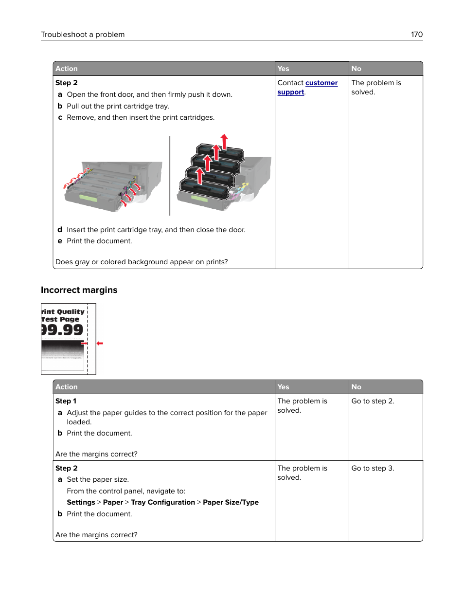 Incorrect margins | Lexmark MC3224dwe Multifunction Color Laser Printer User Manual | Page 170 / 221