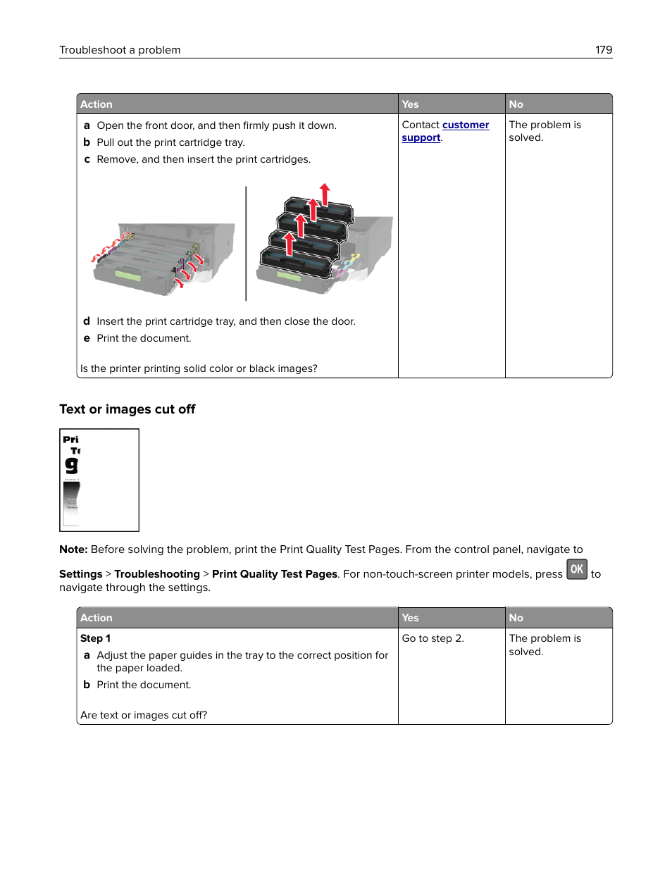 Text or images cut off | Lexmark MC3224dwe Multifunction Color Laser Printer User Manual | Page 179 / 221