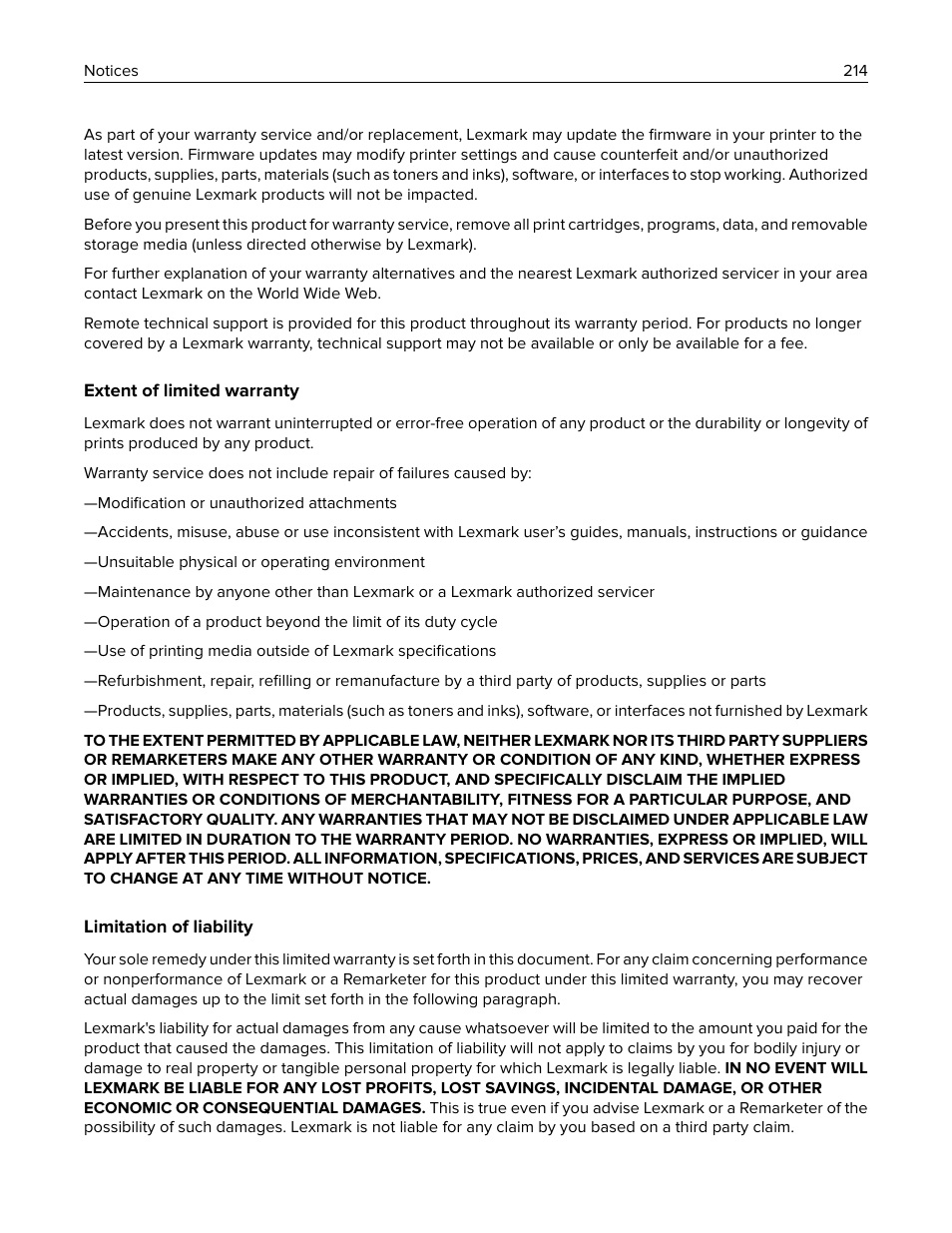 Lexmark MC3224dwe Multifunction Color Laser Printer User Manual | Page 214 / 221