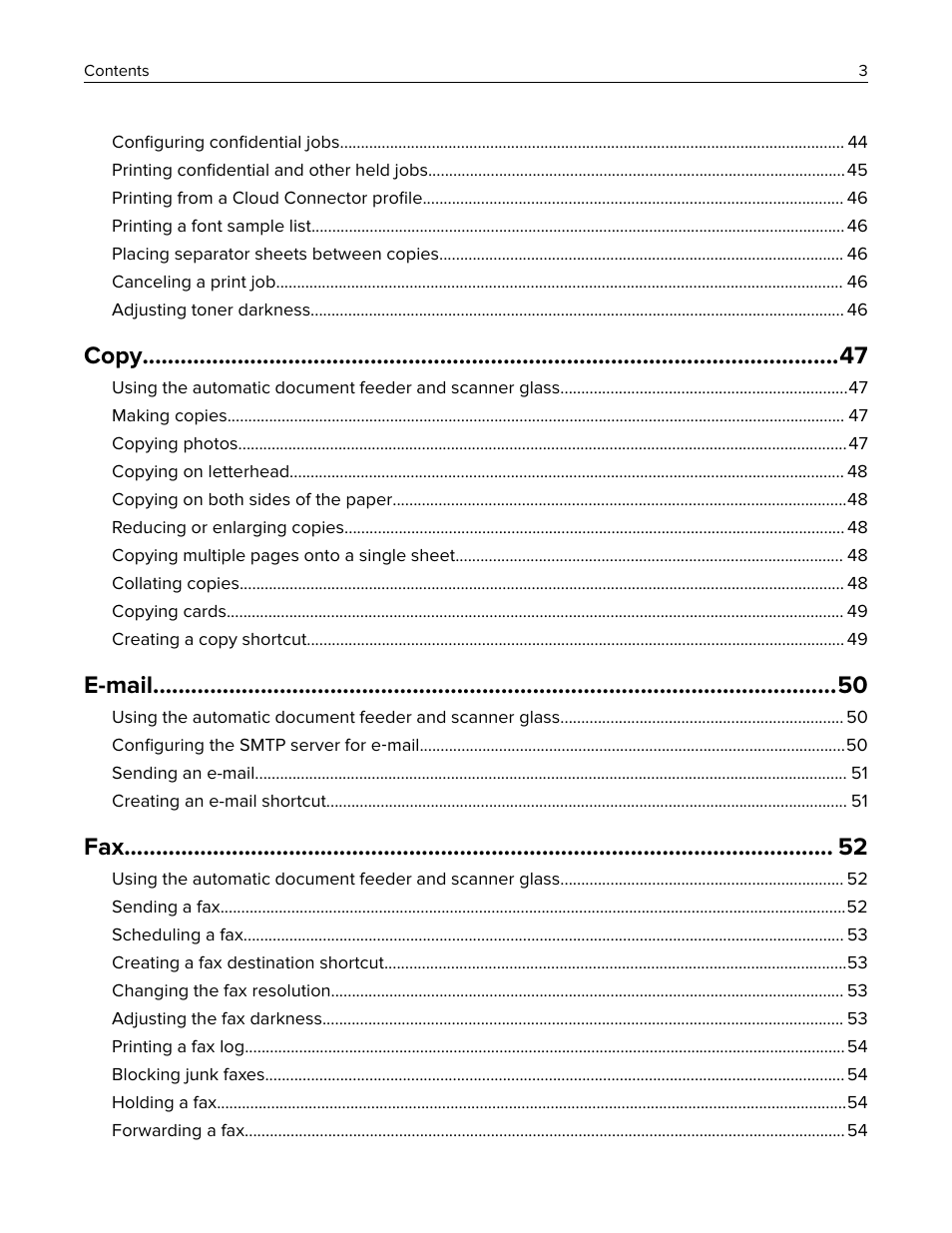 Copy, E-mail | Lexmark MC3224dwe Multifunction Color Laser Printer User Manual | Page 3 / 221