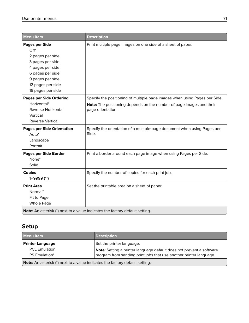 Setup | Lexmark MC3224dwe Multifunction Color Laser Printer User Manual | Page 71 / 221