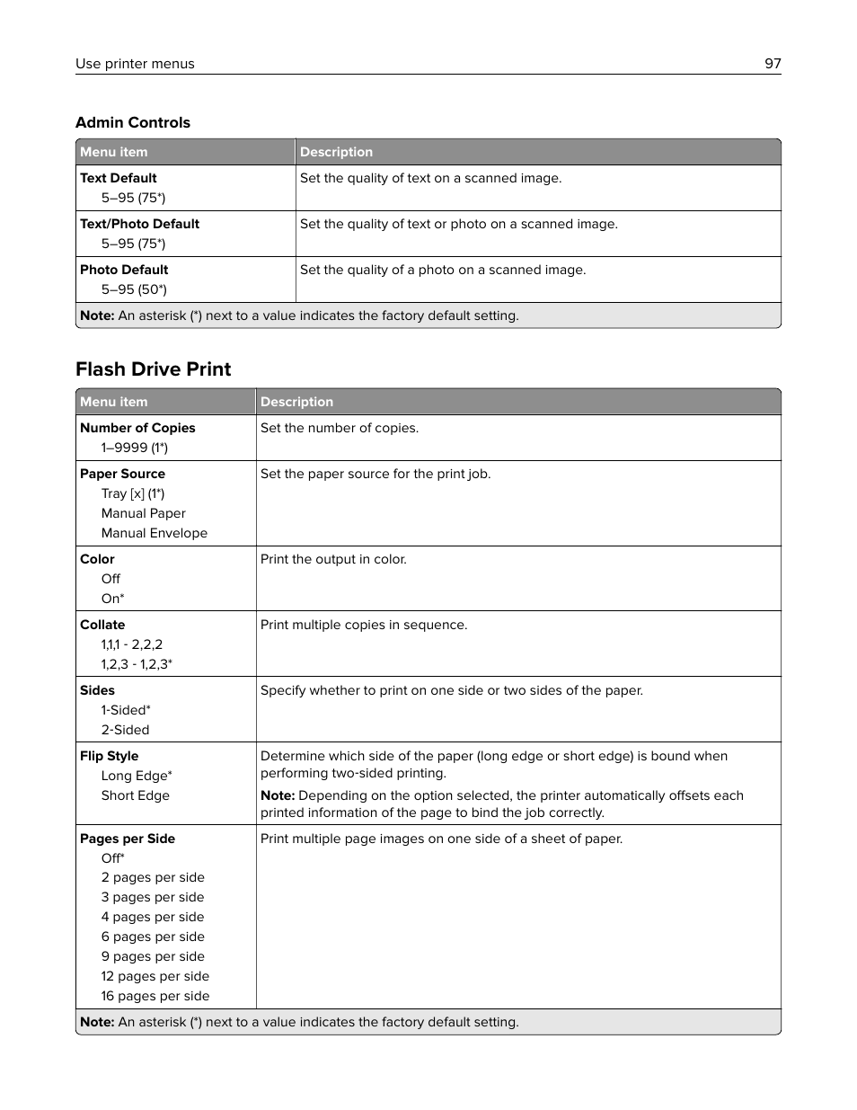 Flash drive print | Lexmark MC3224dwe Multifunction Color Laser Printer User Manual | Page 97 / 221