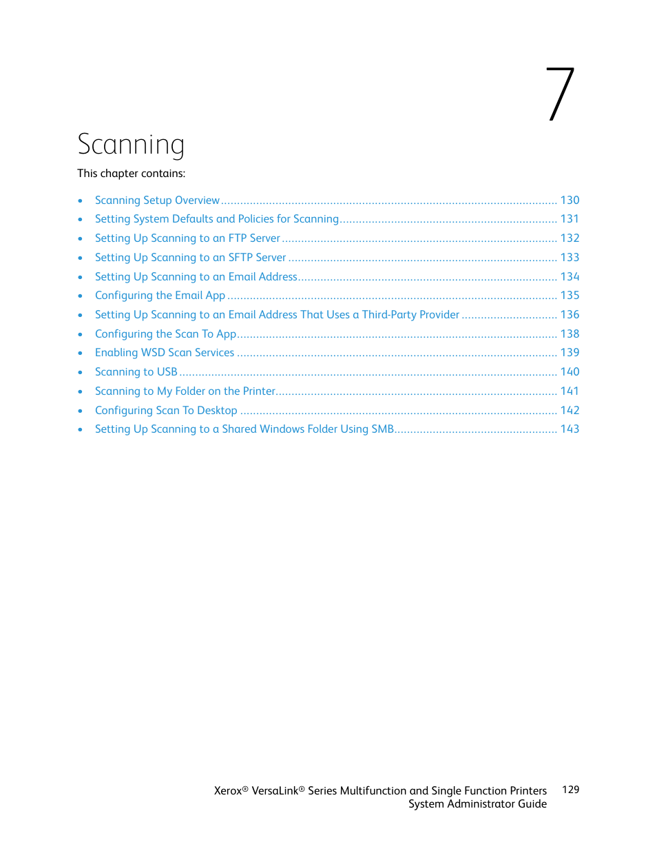 7 scanning, Scanning | Xerox VersaLink C500/DN Color Laser Printer User Manual | Page 129 / 204