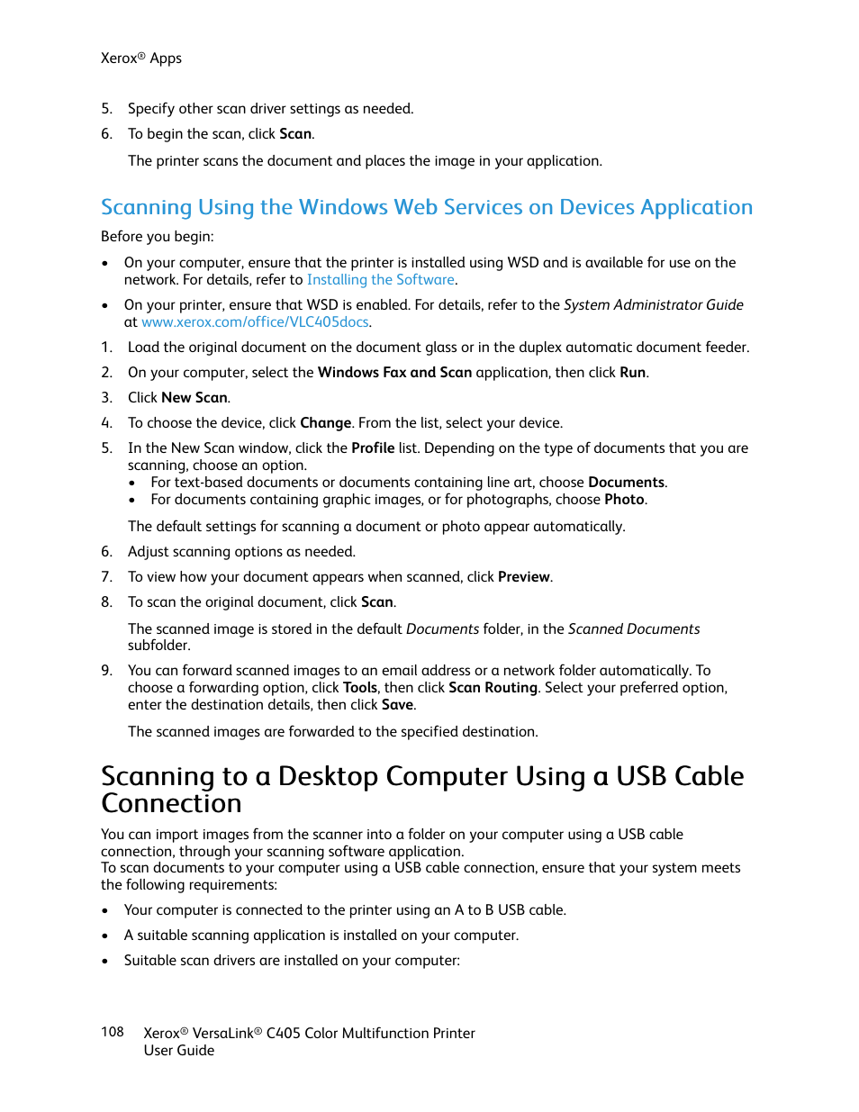 Xerox VersaLink C405/DN All-in-One Color Laser Printer User Manual | Page 108 / 271