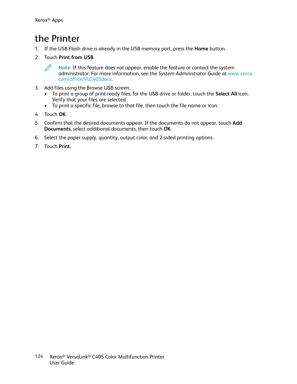 Tthhee pprriinntteerr | Xerox VersaLink C405/DN All-in-One Color Laser Printer User Manual | Page 124 / 271