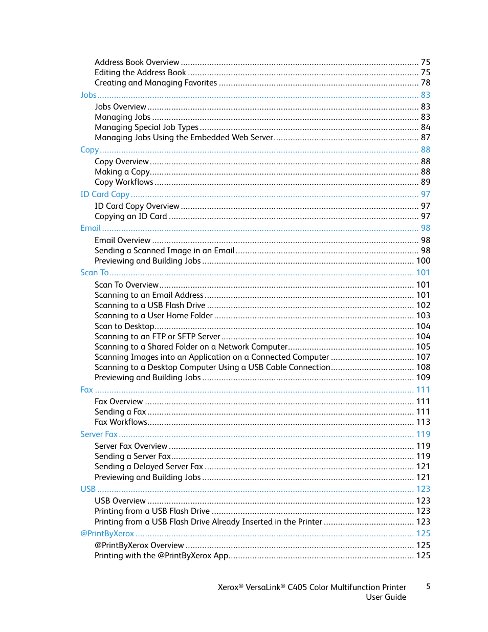 Xerox VersaLink C405/DN All-in-One Color Laser Printer User Manual | Page 5 / 271