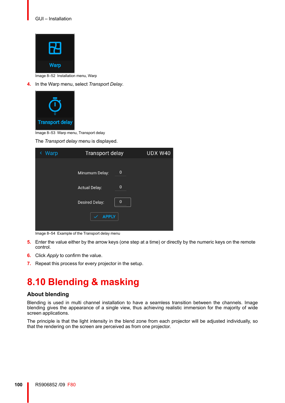 10 blending & masking, Blending & masking, About blending | Barco F80-4K9 9000-Lumen 4K UHD DLP Laser Projector (No Lens) User Manual | Page 100 / 210