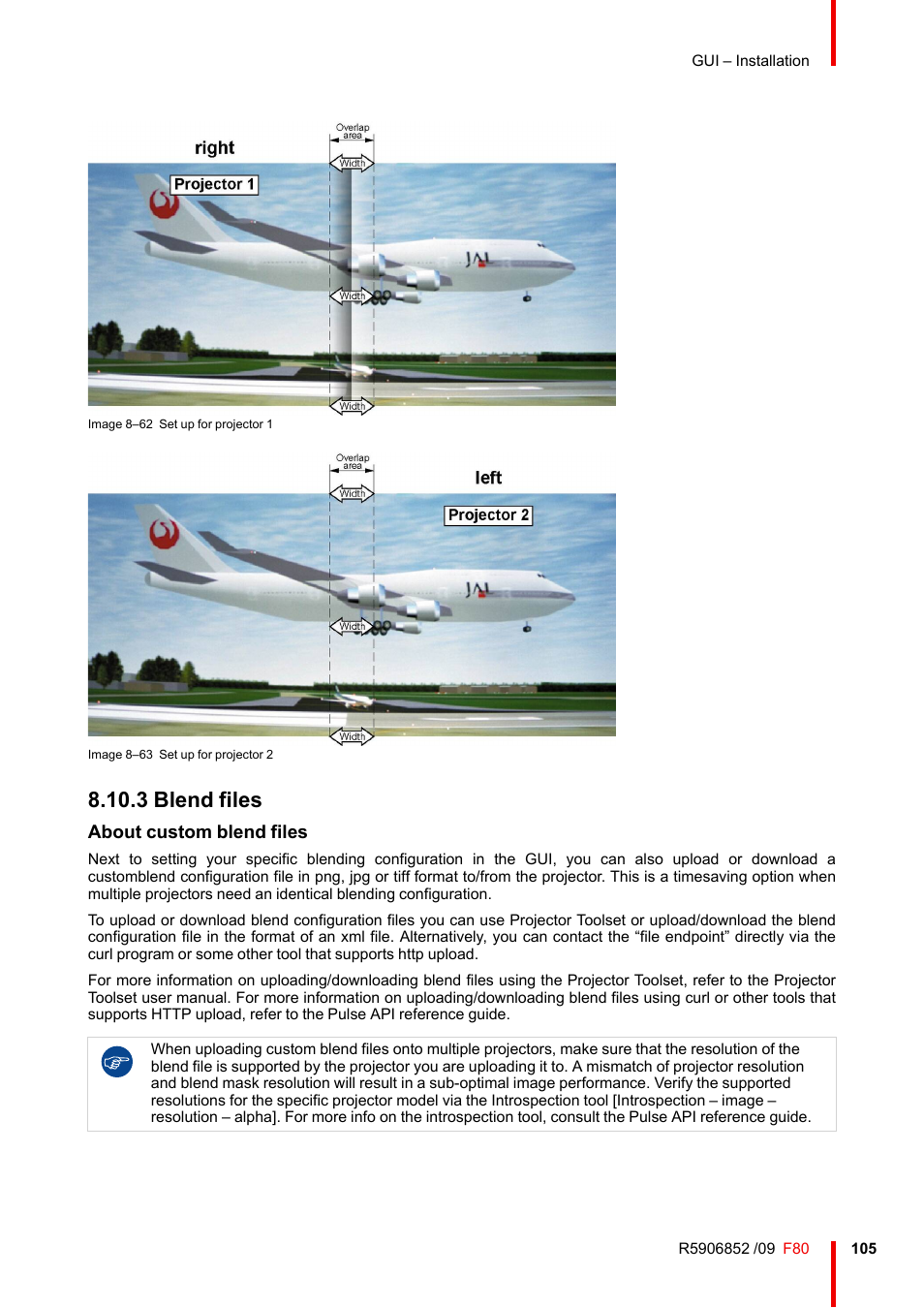 3 blend files, Blend files, About custom blend files | Barco F80-4K9 9000-Lumen 4K UHD DLP Laser Projector (No Lens) User Manual | Page 105 / 210